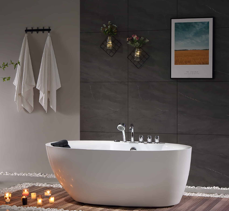 Empava 59 in. Whirlpool Freestanding Acrylic Bathtub | EMPV-59AIS12-Feestanding massage bathtub-Empava-Nordica Sauna