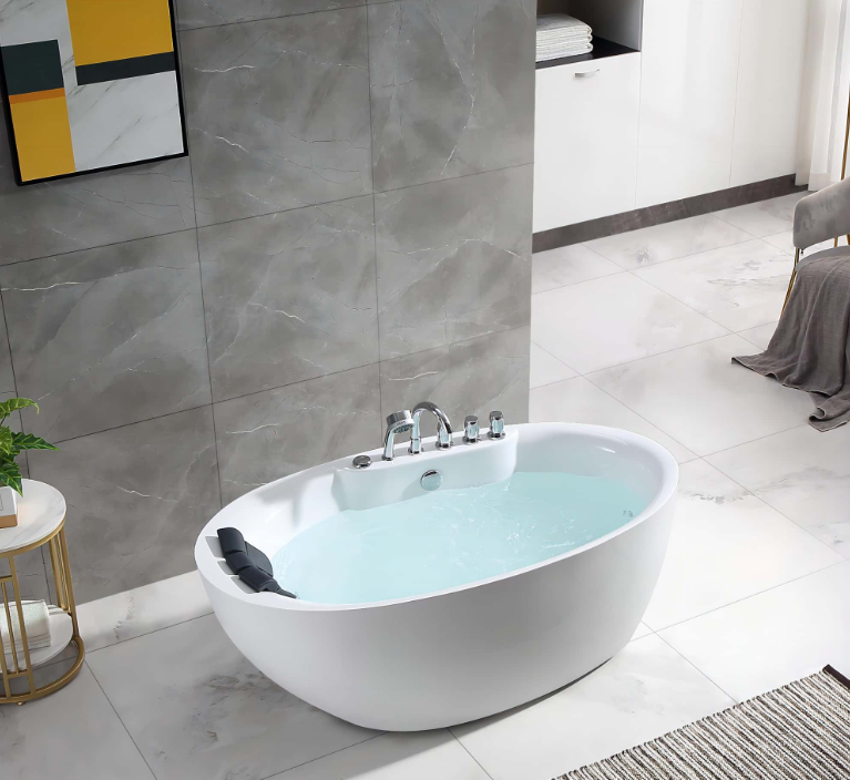 Empava 59 in. Whirlpool Freestanding Acrylic Bathtub | EMPV-59AIS12-Feestanding massage bathtub-Empava-Nordica Sauna