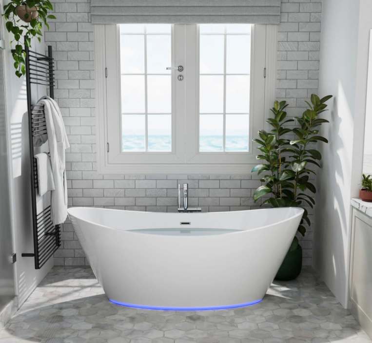 Empava 67 in. Freestanding Soaking Bathtub with LED | EMPV-67FT1518LED-Feestanding bathtub-Empava-Nordica Sauna