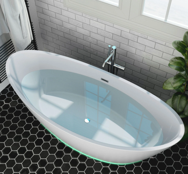 Empava 67 in. Freestanding Soaking Bathtub with LED | EMPV-67FT1518LED-Feestanding bathtub-Empava-Nordica Sauna