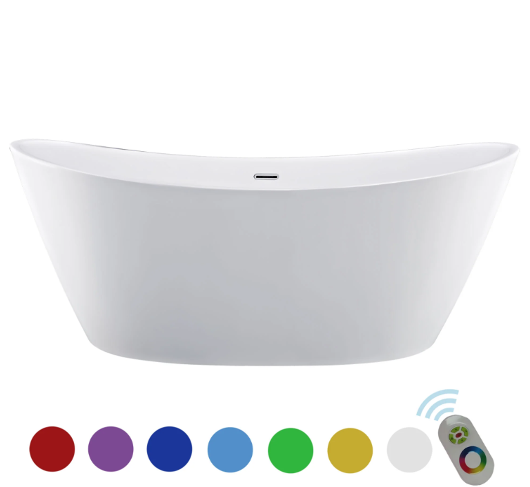 Empava 67 in. Freestanding Soaking Bathtub with LED | EMPV-67FT1518LED-Feestanding bathtub-Empava-Nordica Sauna