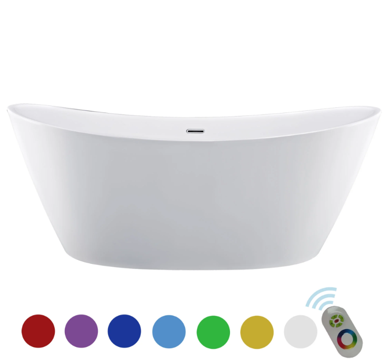 Empava 67 in. Freestanding Soaking Bathtub with LED | EMPV-67FT1518LED-Feestanding bathtub-Empava-Nordica Sauna