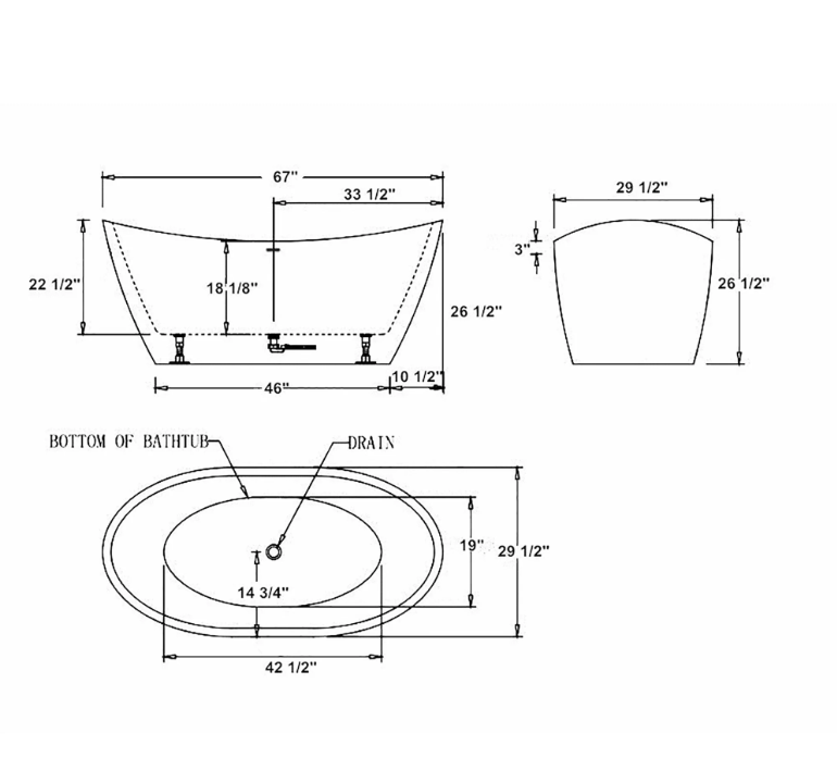 Empava 67 in. Freestanding Soaking Bathtub | EMPV-67FT1518-Feestanding bathtub-Empava-Nordica Sauna