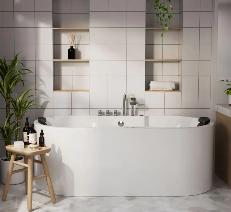 Empava 67 in. Whirlpool Acrylic Freestanding Bathtub | EMPV-67AIS17-Feestanding massage bathtub-Empava-Nordica Sauna