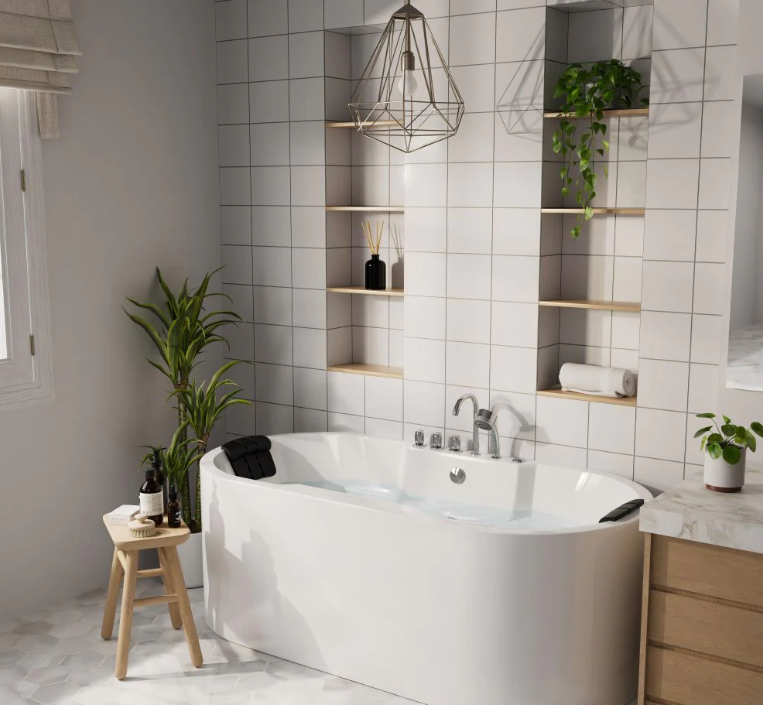 Empava 67 in. Whirlpool Acrylic Freestanding Bathtub | EMPV-67AIS17-Feestanding massage bathtub-Empava-Nordica Sauna