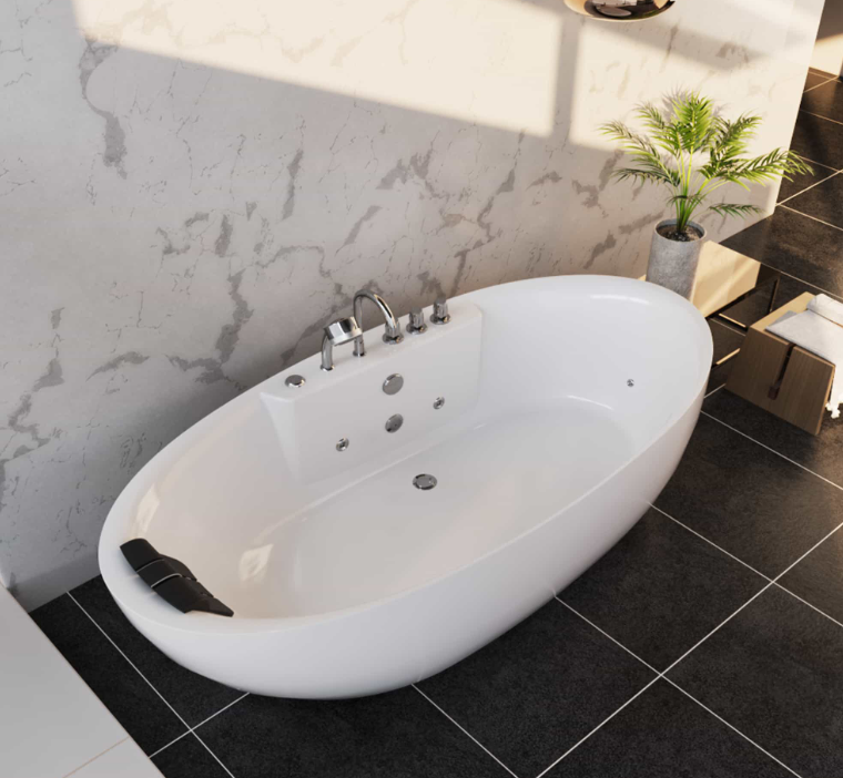 Empava 67 in. Whirlpool Freestanding Acrylic Bathtub | EMPV-67AIS13-Feestanding massage bathtub-Empava-Nordica Sauna