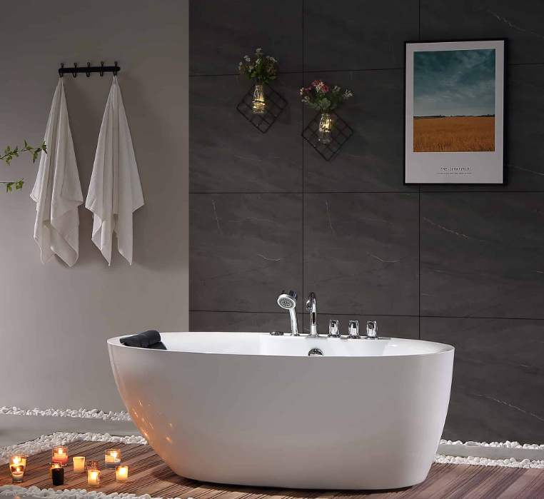 Empava 67 in. Whirlpool Freestanding Acrylic Bathtub | EMPV-67AIS13-Feestanding massage bathtub-Empava-Nordica Sauna