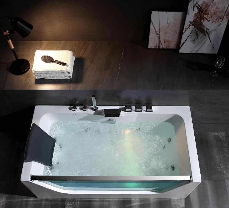 Empava 67 in. Whirlpool Rectangular Bathtub | EMPV-67JT408LED-massage bathtub-Empava-Nordica Sauna