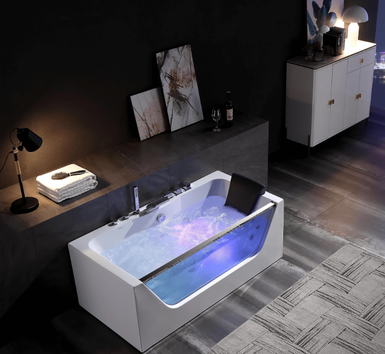 Empava 67 in. Whirlpool Rectangular Bathtub | EMPV-67JT408LED-massage bathtub-Empava-Nordica Sauna