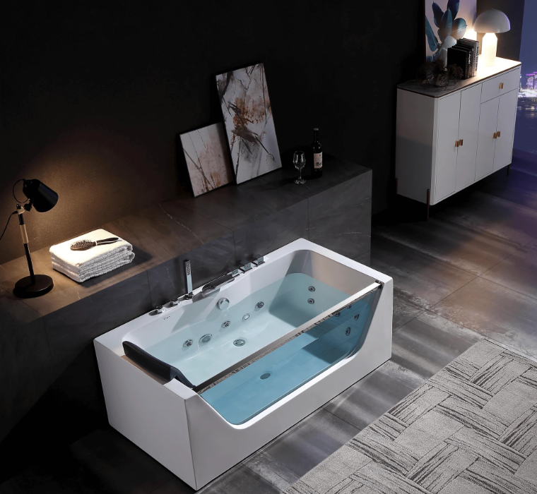 Empava 67 in. Whirlpool Rectangular Bathtub | EMPV-67JT408LED-massage bathtub-Empava-Nordica Sauna