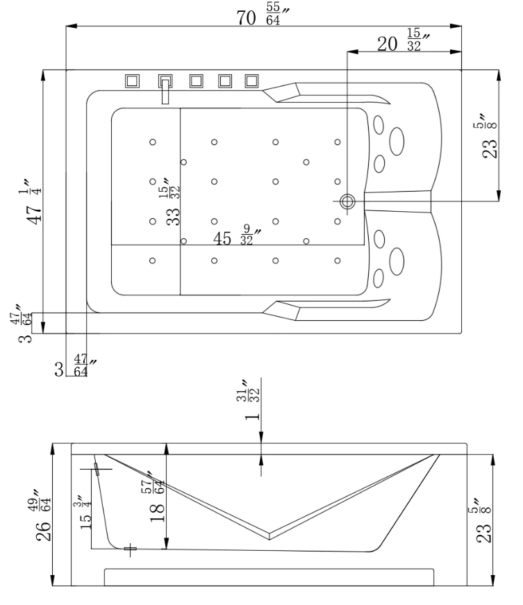Empava 71 in. Acrylic Alcove Whirlpool Bathtub | EMPV-71JT667B-massage bathtub-Empava-Nordica Sauna