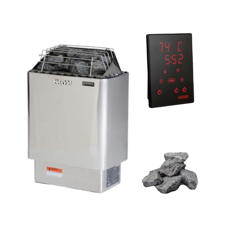 Harvia KIP30W 3kW Electric Sauna Heater Package-Sauna Heater-Harvia-240V/1PH (Home Use)-Standard Xenio CX170-