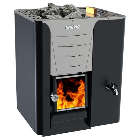 Harvia Pro 20 RS Sauna Wood Stove Water Tank Package-Sauna Heater-Harvia-Black-