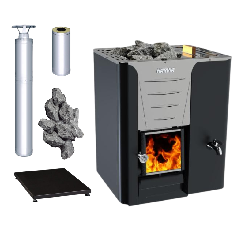Harvia Pro 20 RS Sauna Wood Stove Water Tank Package-Sauna Heater-Harvia-Stainless Steel-