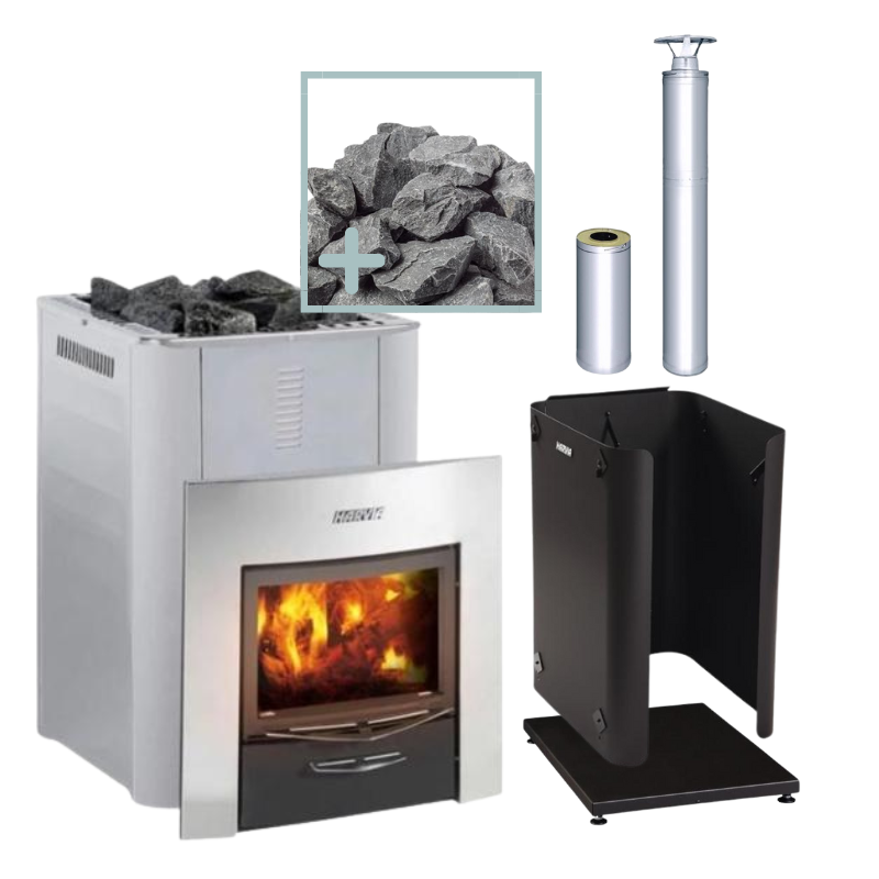 Harvia 36 Duo Wood Stove Sauna Heater Package-Sauna Heater-Harvia-Black-