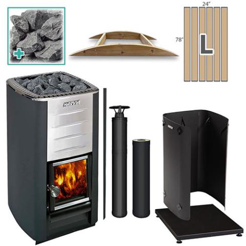 Harvia M3 Wood-Burning Stove Black Package with Large Floor Kit
