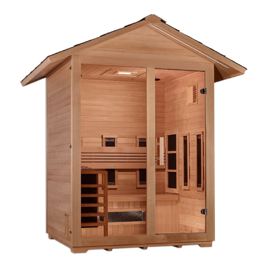 Golden Designs Carinthia 3-Person Full Spectrum PureTech™ Outdoor Hybrid Sauna in Canadian Hemlock Wood-Sauna-Golden Designs-Nordica Sauna