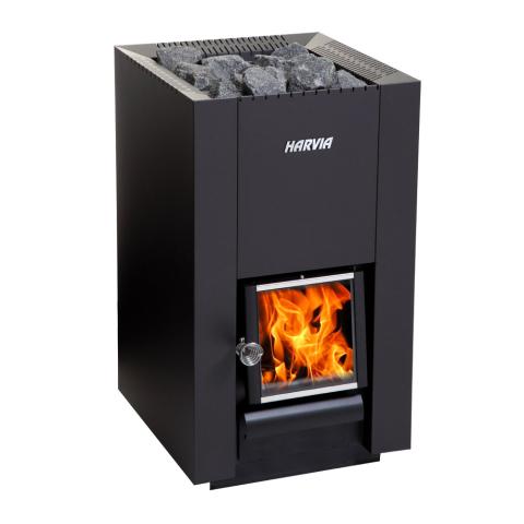 Harvia Linear 22 Wood Burning Sauna Heater Package-Sauna Heater-Harvia-Black-