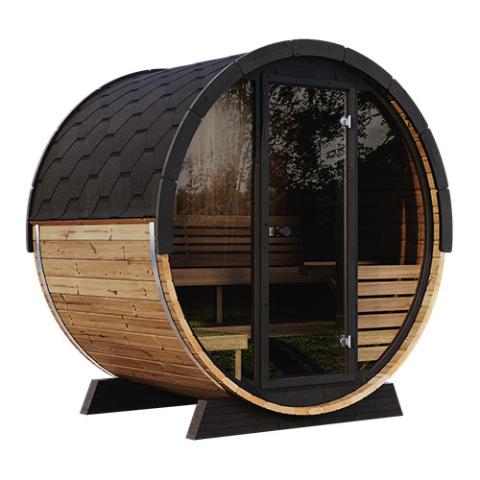 SaunaLife Model EE6G Sauna Barrel Ergo Elegance Series Sauna Barrel 63" L x 91" D Glass Front, 4-Person-Sauna-SaunaLife-Nordica Sauna