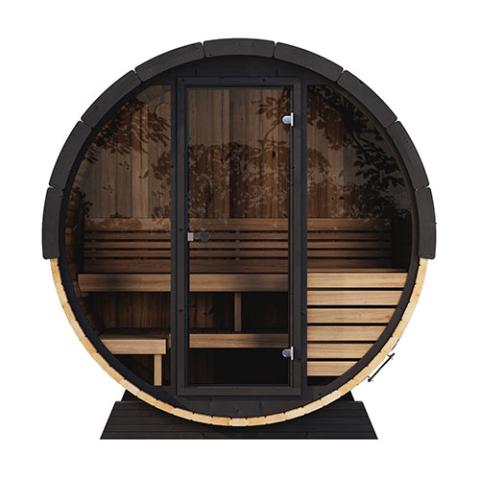 SaunaLife Model EE6G Sauna Barrel Ergo Elegance Series Sauna Barrel 63" L x 91" D Glass Front, 4-Person-Sauna-SaunaLife-Nordica Sauna