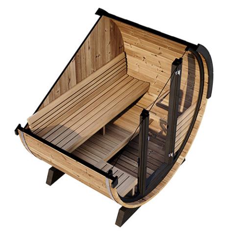 SaunaLife Model EE6G Sauna Barrel Ergo Elegance Series Sauna Barrel 63" L x 91" D Glass Front, 4-Person-Sauna-SaunaLife-Nordica Sauna
