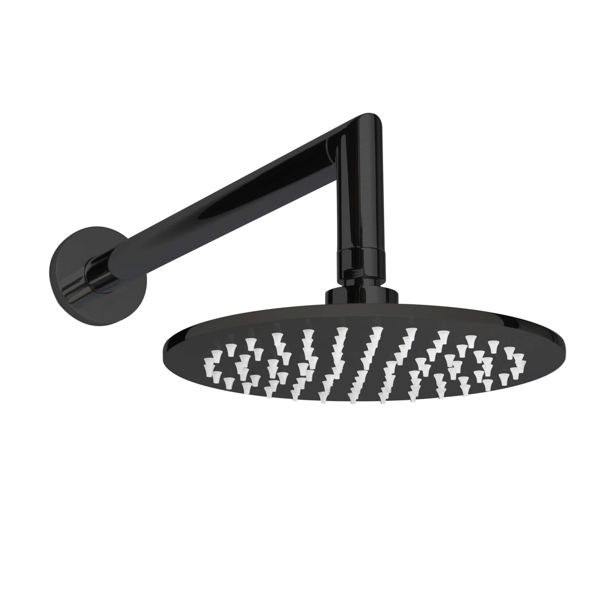 ThermaSol Shower Arm and Rain head Round-Steam Shower Controls & Accessories-ThermaSol-Matte Black-Nordica Sauna