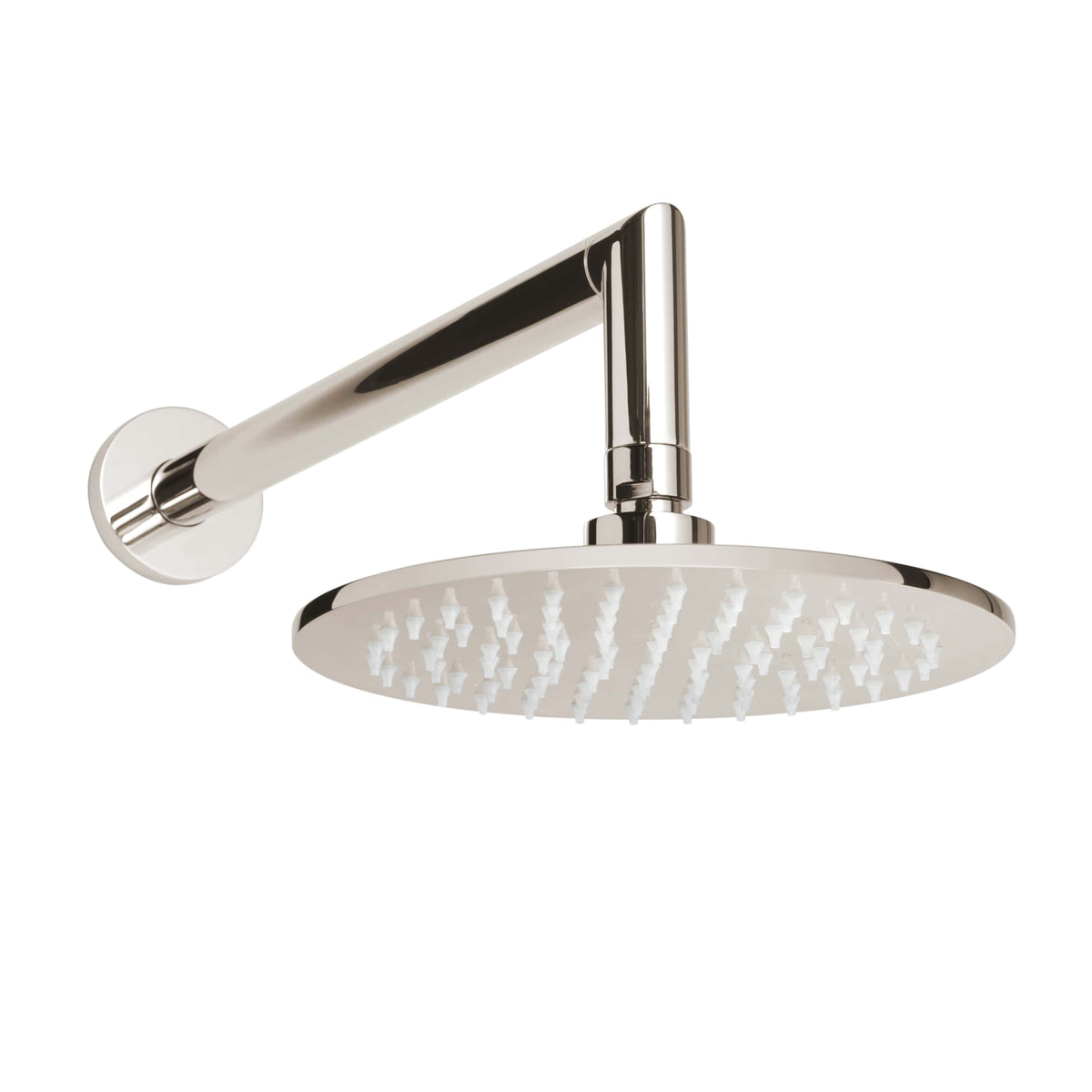 ThermaSol Shower Arm and Rain head Round-Steam Shower Controls & Accessories-ThermaSol-Polished Nickel-Nordica Sauna