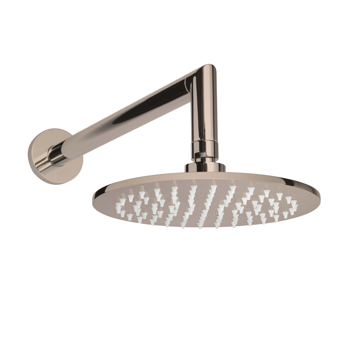 ThermaSol Shower Arm and Rain head Round-Steam Shower Controls & Accessories-ThermaSol-Satin Nickel-Nordica Sauna