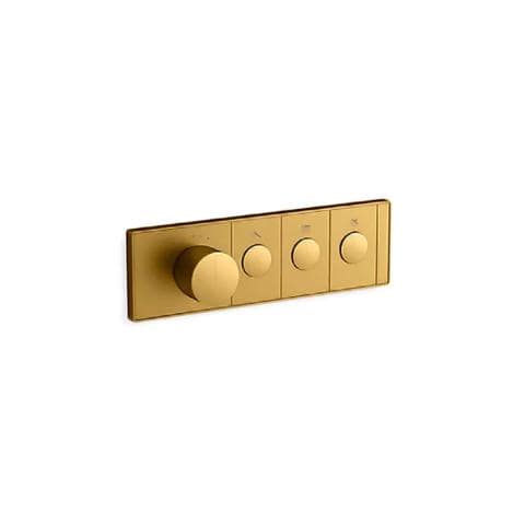 Kohler Anthem, 3-outlet Thermostatic Valve Control Panel-Steam Generator Accessories-Kohler-Brushed Brass-Nordica Sauna