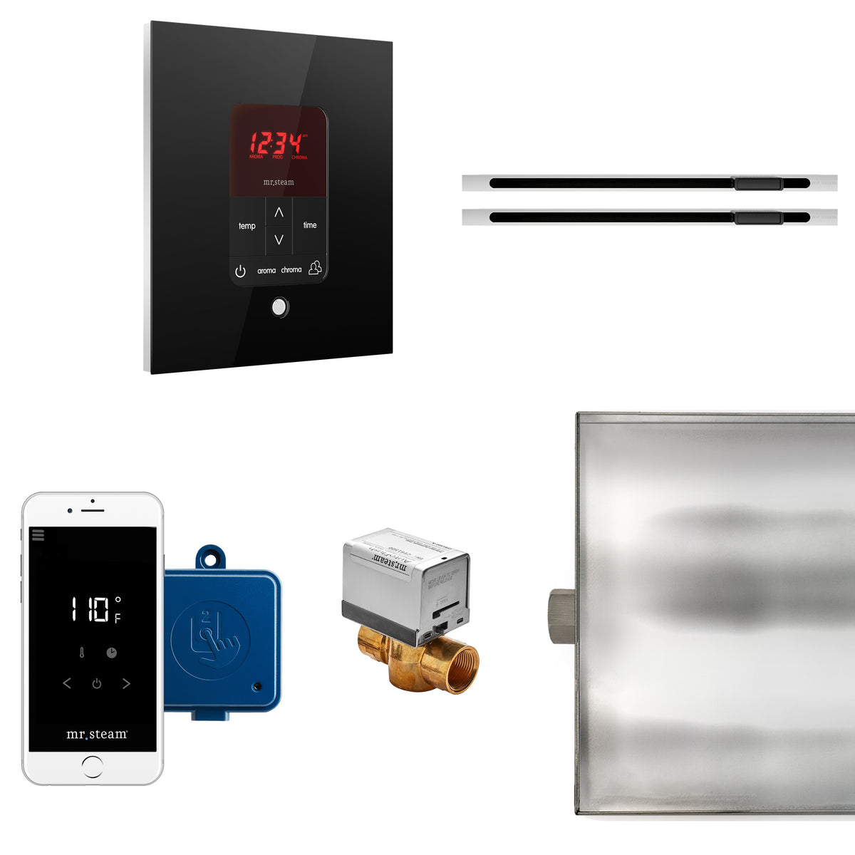 Mr. Steam Butler® Max Linear Steam Generator Control Kit / Package in Square-Steam Generator Control Packages-Mr. Steam-Brushed Bronze-Nordica Sauna