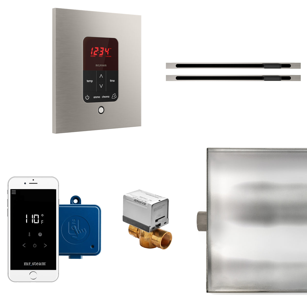 Mr. Steam Butler® Max Linear Steam Generator Control Kit / Package in Square-Steam Generator Control Packages-Mr. Steam-Brushed Bronze-Nordica Sauna