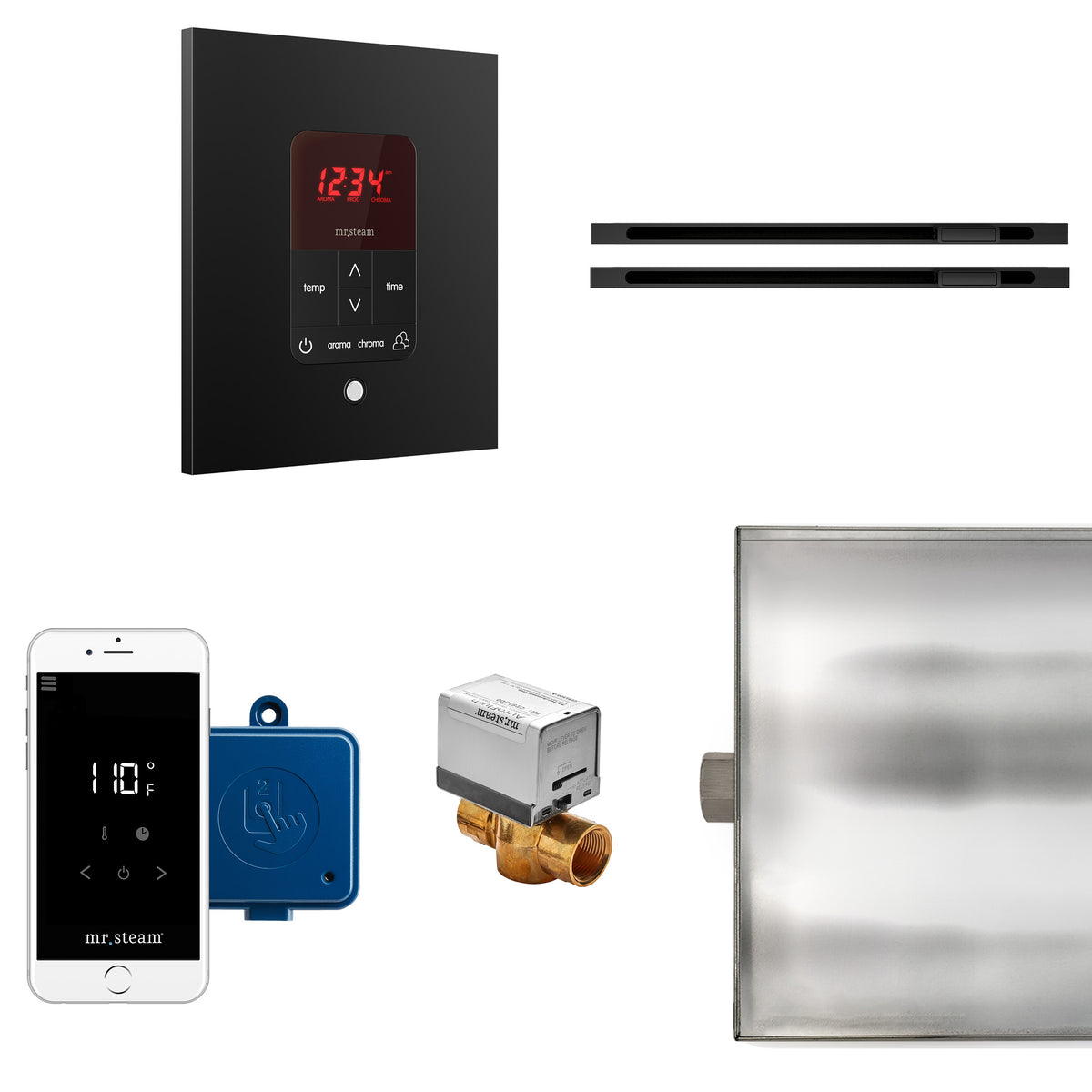 Mr. Steam Butler® Max Linear Steam Generator Control Kit / Package in Square-Steam Generator Control Packages-Mr. Steam-Brushed Bronze-Nordica Sauna