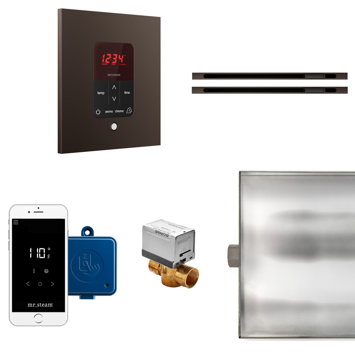 Mr. Steam Butler® Max Linear Steam Generator Control Kit / Package in Square-Steam Generator Control Packages-Mr. Steam-Brushed Bronze-Nordica Sauna