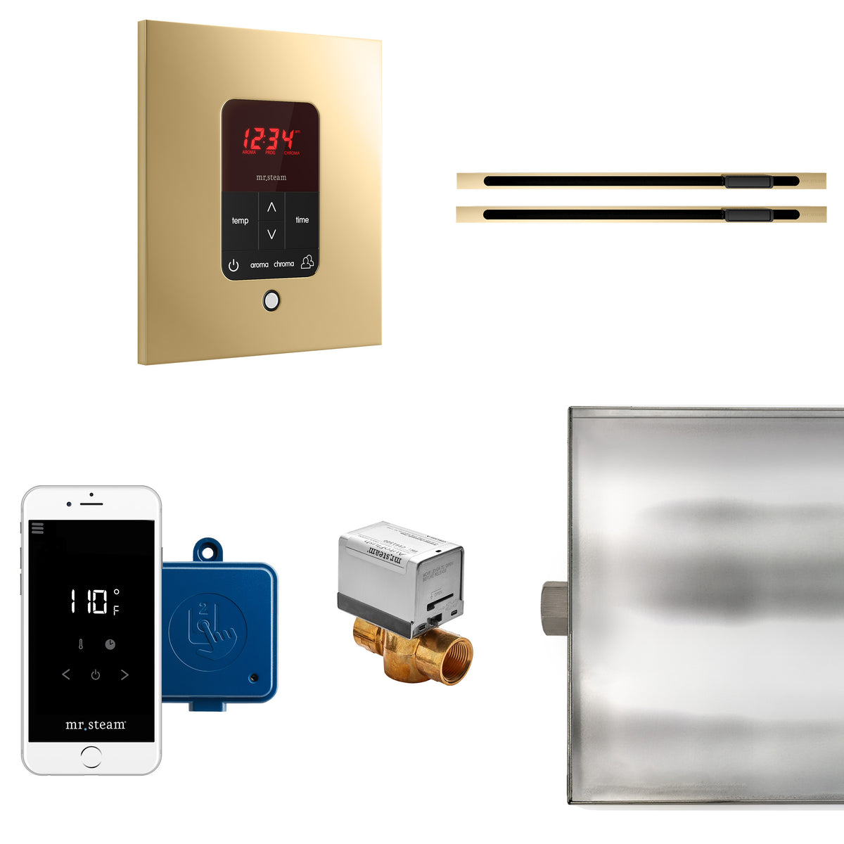 Mr. Steam Butler® Max Linear Steam Generator Control Kit / Package in Square-Steam Generator Control Packages-Mr. Steam-Brushed Bronze-Nordica Sauna