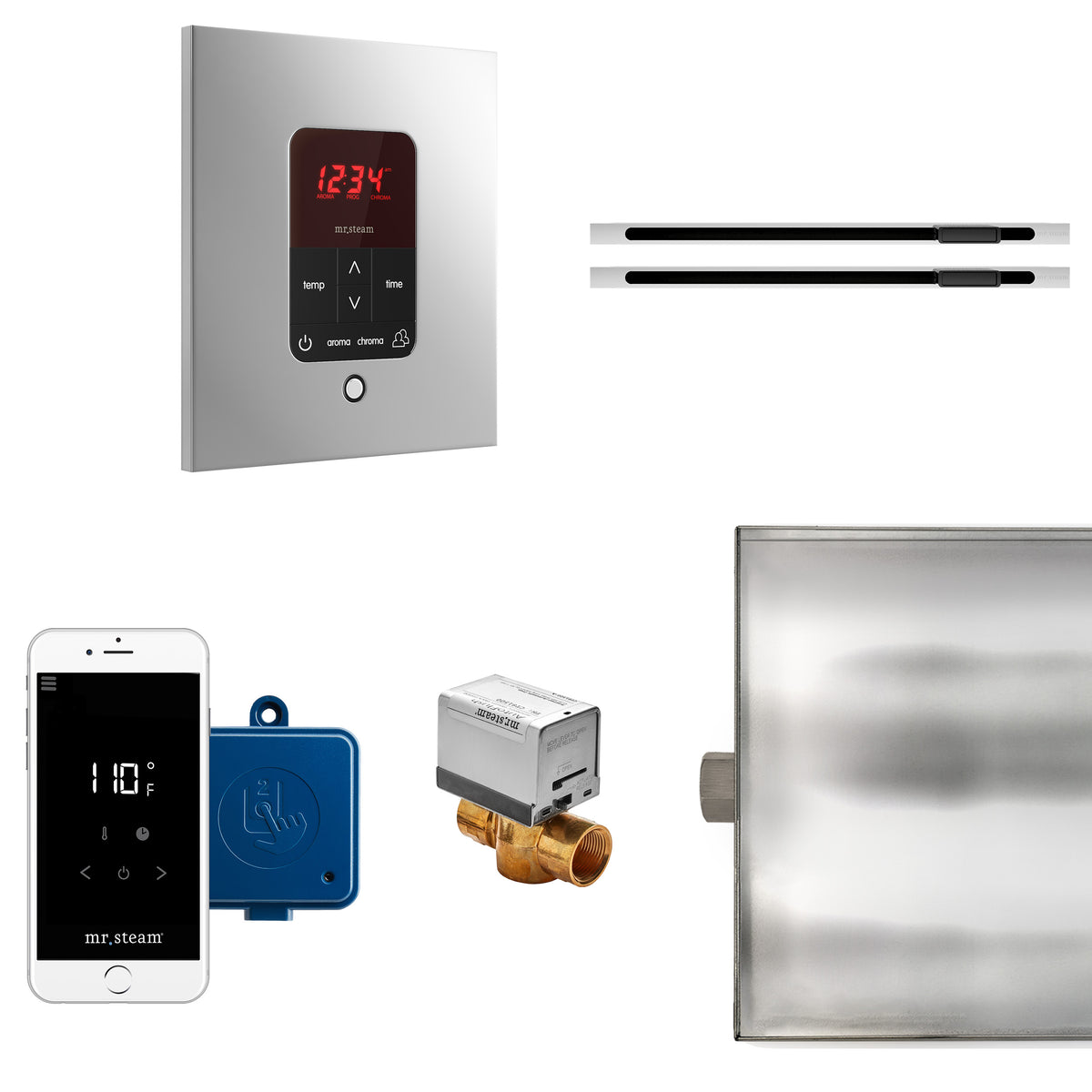 Mr. Steam Butler® Max Linear Steam Generator Control Kit / Package in Square-Steam Generator Control Packages-Mr. Steam-Brushed Bronze-Nordica Sauna