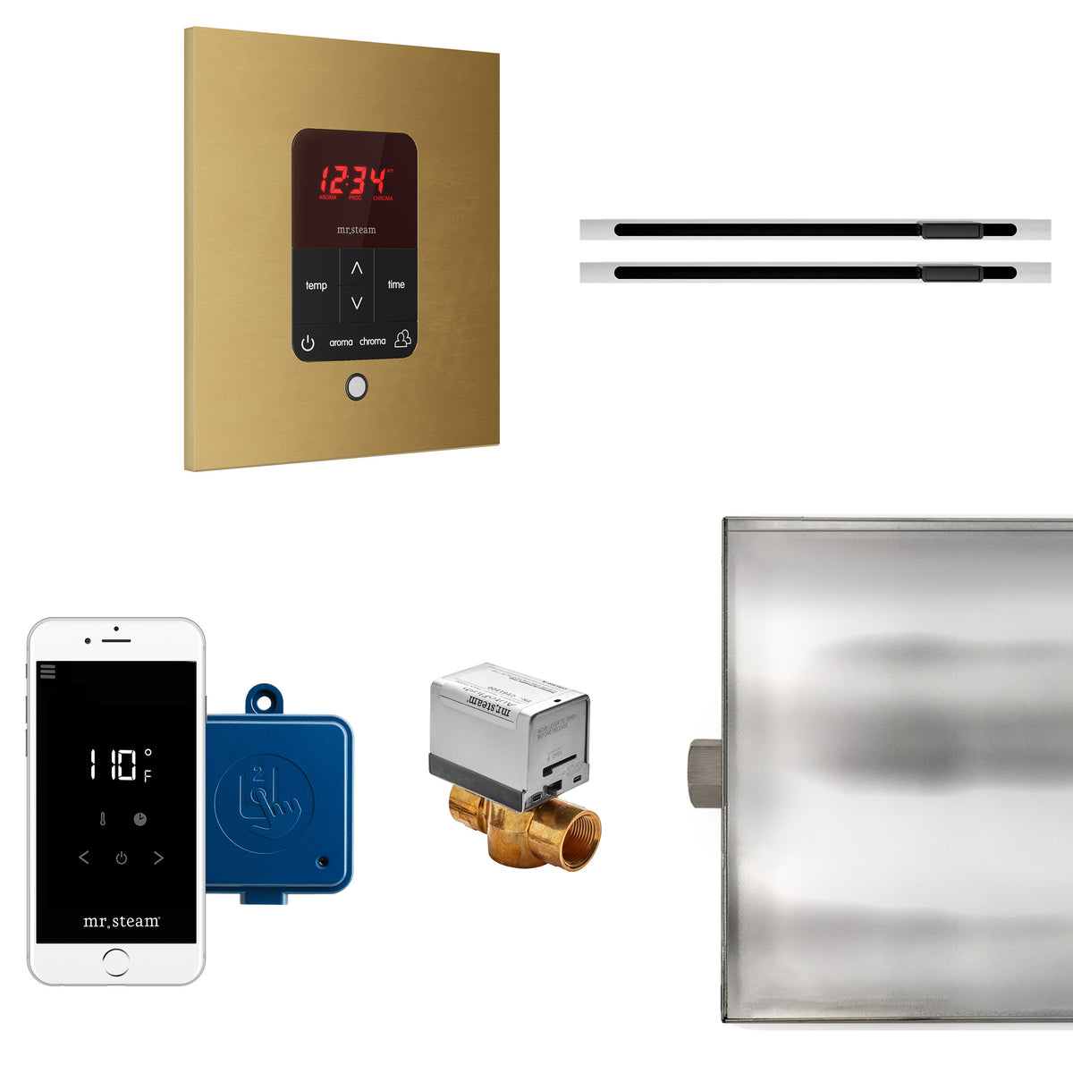 Mr. Steam Butler® Max Linear Steam Generator Control Kit / Package in Square-Steam Generator Control Packages-Mr. Steam-Brushed Bronze-Nordica Sauna