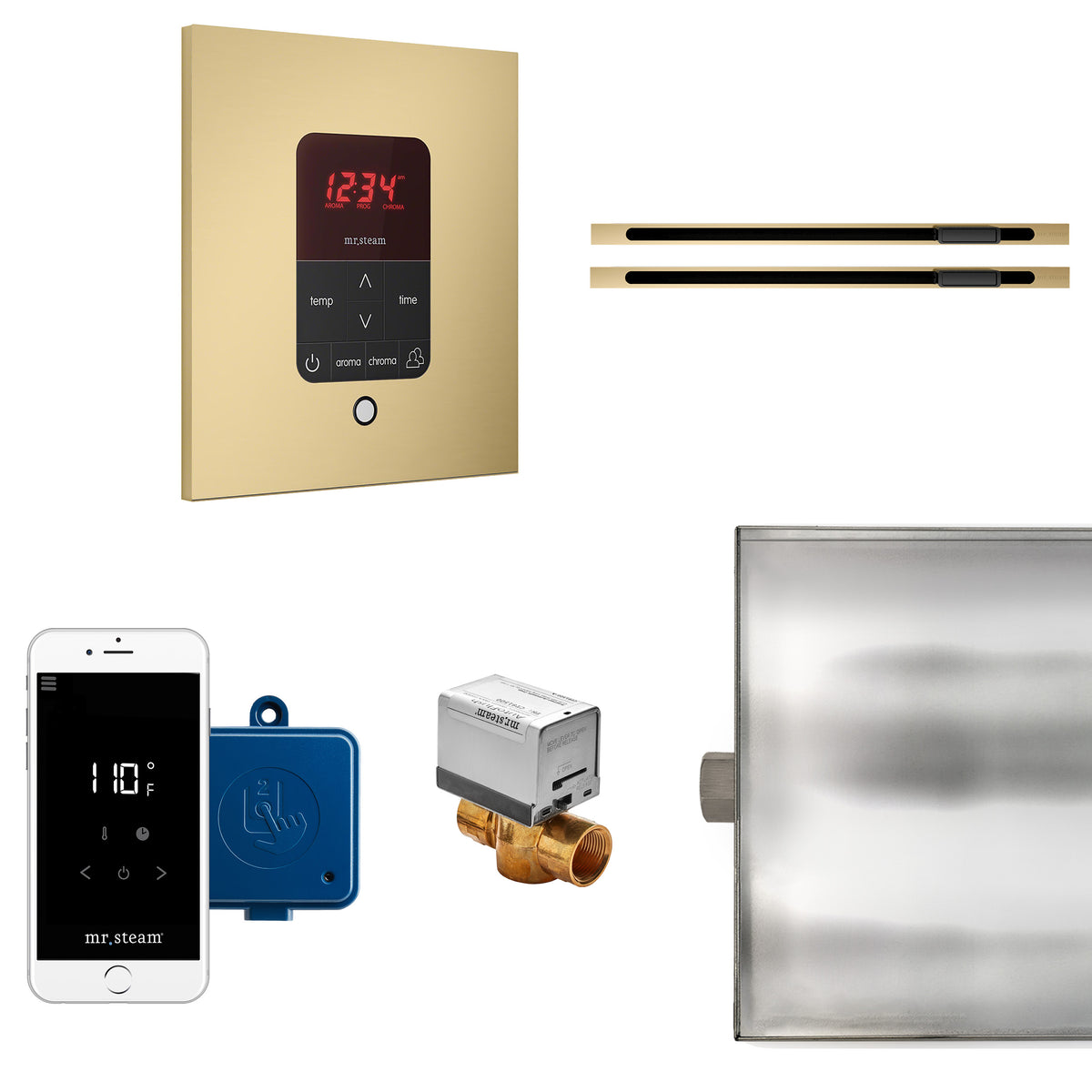 Mr. Steam Butler® Max Linear Steam Generator Control Kit / Package in Square-Steam Generator Control Packages-Mr. Steam-Brushed Bronze-Nordica Sauna
