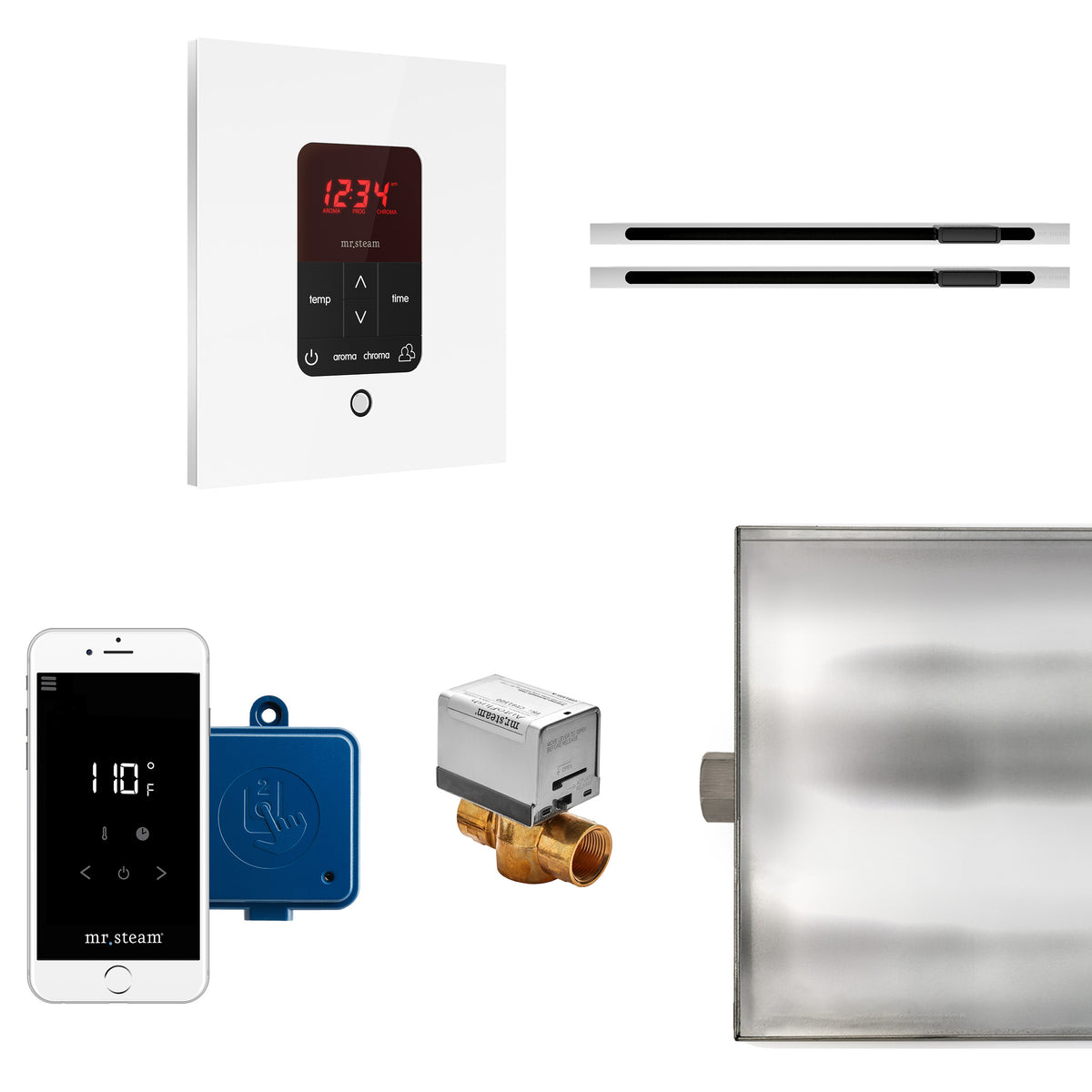 Mr. Steam Butler® Max Linear Steam Generator Control Kit / Package in Square-Steam Generator Control Packages-Mr. Steam-Brushed Bronze-Nordica Sauna