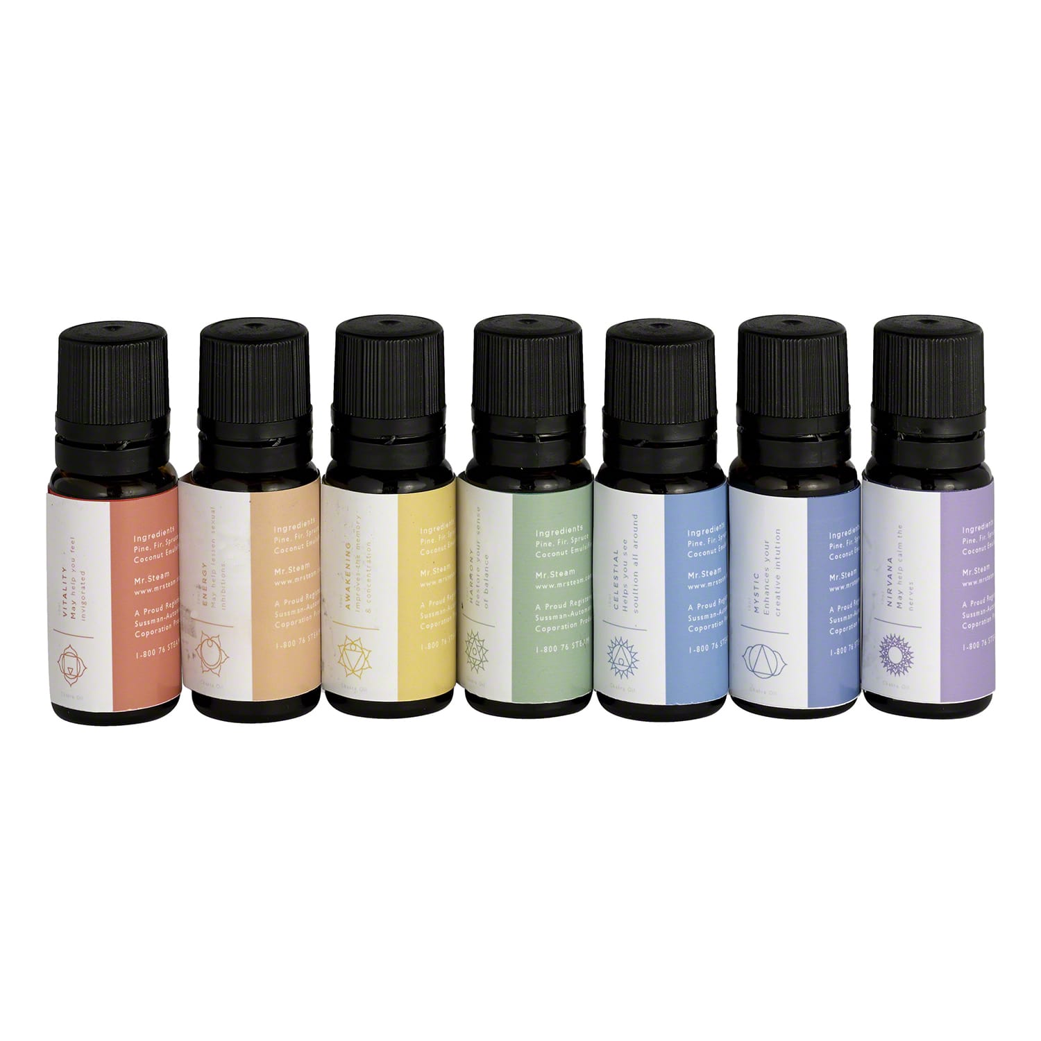 Mr. Steam Chakra Oils 7 Pack 10mL-Steam Room Aroma Oil-Mr. Steam-Nordica Sauna