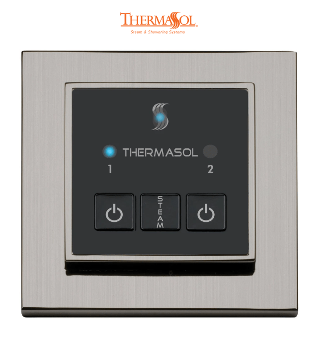 ThermaSol Easy Start Control Square-Steam Shower Controls & Accessories-ThermaSol-Satin Chrome-Nordica Sauna
