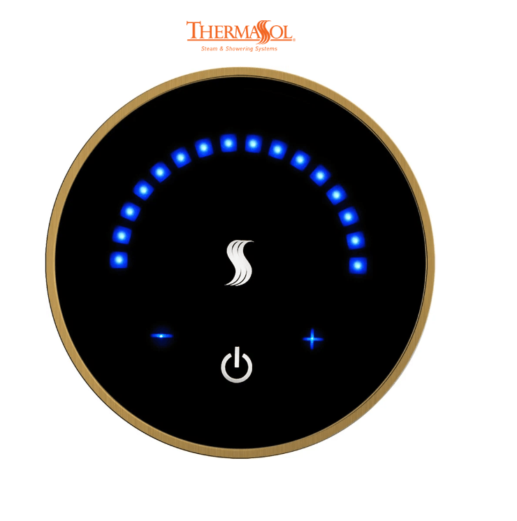 ThermaSol MicroTouch Controller Round-Steam Shower Controls & Accessories-ThermaSol-Antique Brass-Nordica Sauna