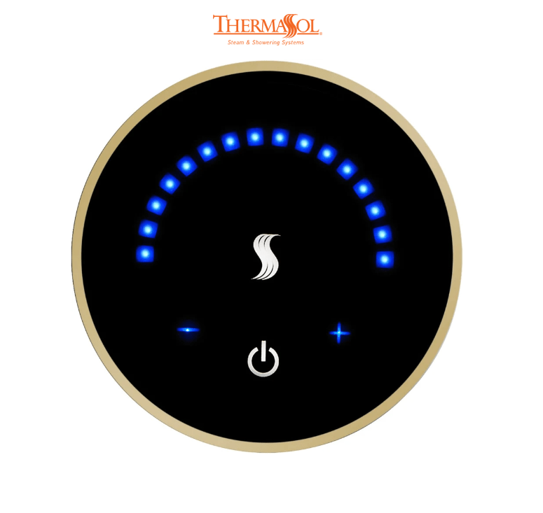 ThermaSol MicroTouch Controller Round-Steam Shower Controls & Accessories-ThermaSol-Polished Brass-Nordica Sauna