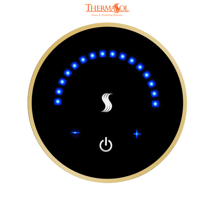 ThermaSol MicroTouch Controller Round-Steam Shower Controls & Accessories-ThermaSol-Polished Gold-Nordica Sauna