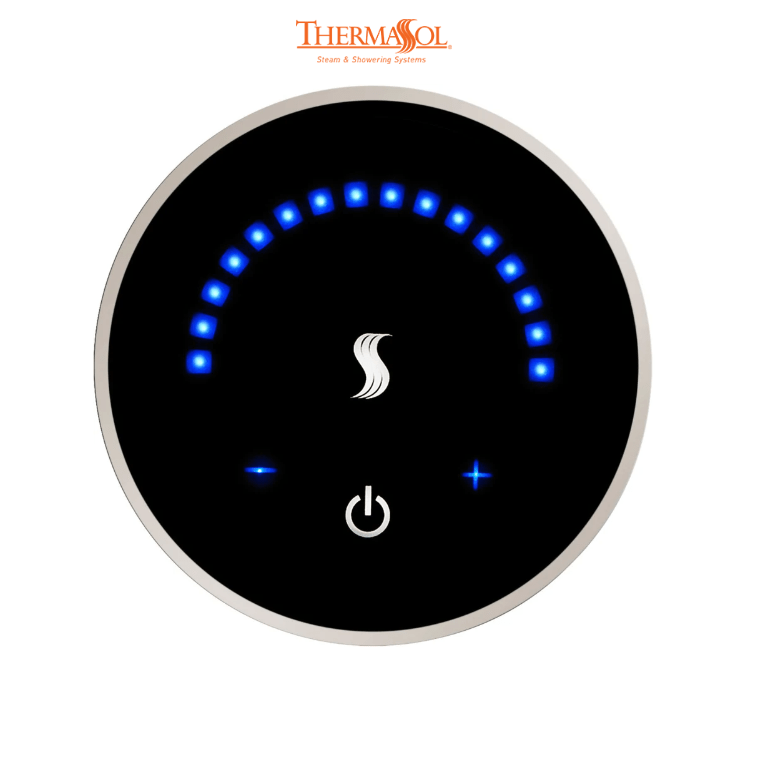 ThermaSol MicroTouch Controller Round-Steam Shower Controls & Accessories-ThermaSol-Polished Nickel-Nordica Sauna
