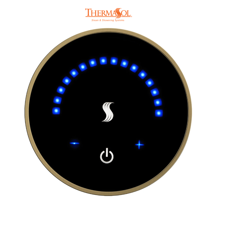 ThermaSol MicroTouch Controller Round-Steam Shower Controls & Accessories-ThermaSol-Satin Brass-Nordica Sauna