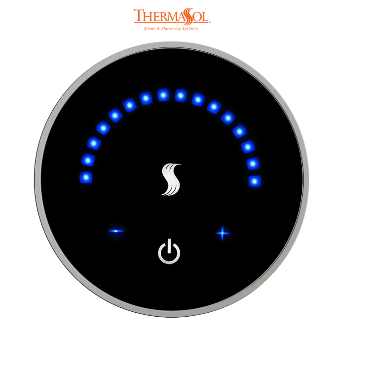 ThermaSol MicroTouch Controller Round-Steam Shower Controls & Accessories-ThermaSol-Satin Chrome-Nordica Sauna