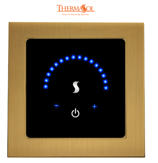 ThermaSol MicroTouch Controller Square-Steam Shower Controls & Accessories-ThermaSol-Antique Brass-Nordica Sauna