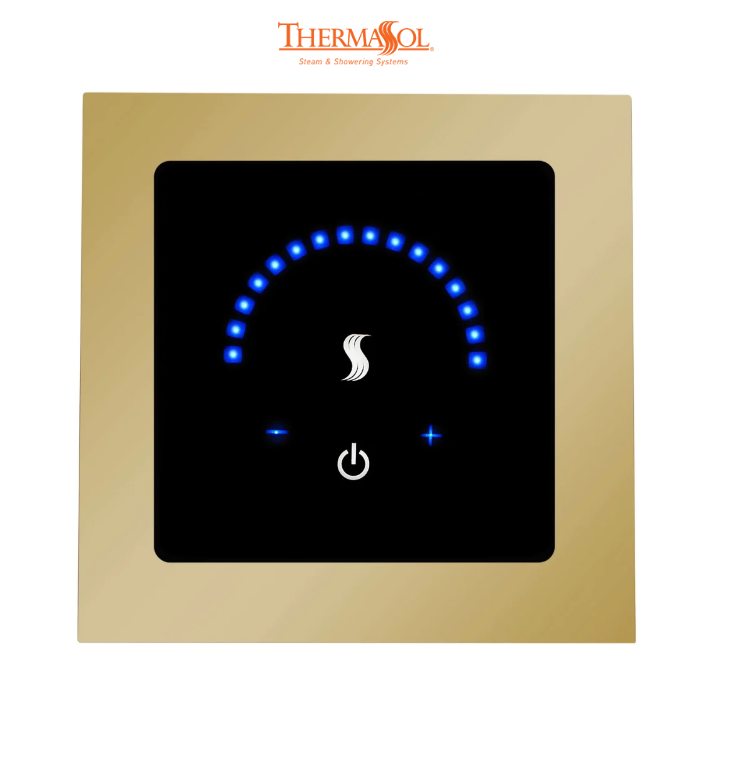 ThermaSol MicroTouch Controller Square-Steam Shower Controls & Accessories-ThermaSol-Polished Brass-Nordica Sauna