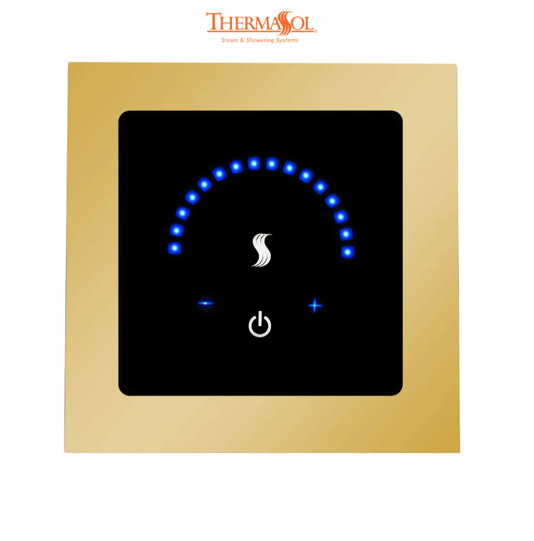 ThermaSol MicroTouch Controller Square-Steam Shower Controls & Accessories-ThermaSol-Polished Gold-Nordica Sauna