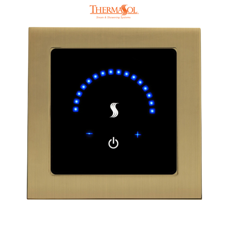 ThermaSol MicroTouch Controller Square-Steam Shower Controls & Accessories-ThermaSol-Satin Brass-Nordica Sauna